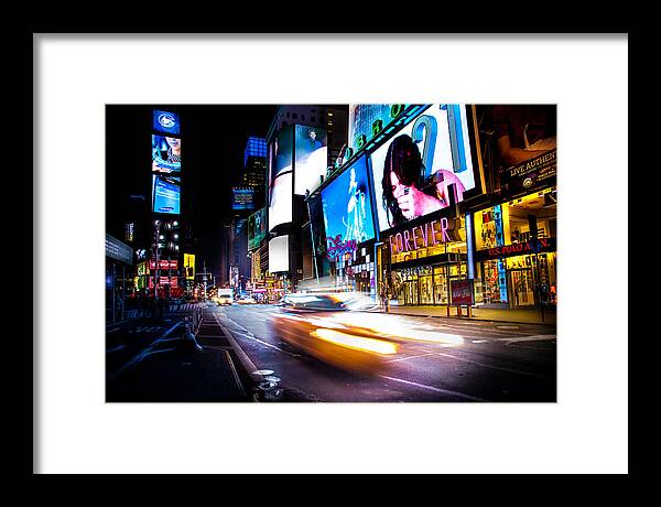 Times Square Framed Print featuring the photograph Forever Land by Az Jackson