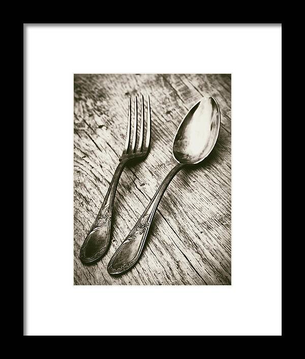 Antique Framed Print featuring the photograph Fork and Spoon by Wim Lanclus