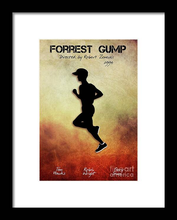 Film Framed Print featuring the digital art Forrest Gump by Robert Zemeckis by Justyna Jaszke JBJart