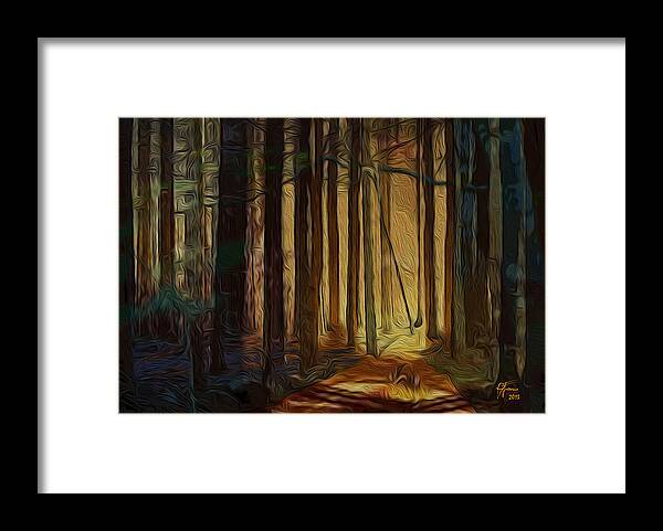 Artwork For Sale Framed Print featuring the digital art Forrest sun by Vincent Franco