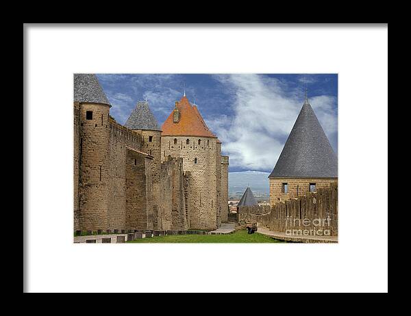 Castle Framed Print featuring the photograph Fortress Wall of Carcassonne by Heiko Koehrer-Wagner