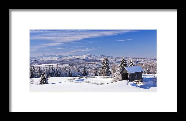 Winter Framed Print featuring the photograph Foster Bridge Winter Panorama by Alan L Graham