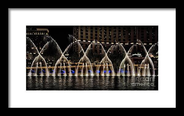 Dancing Framed Print featuring the photograph Fountain at Bellagio 4 by Walt Foegelle