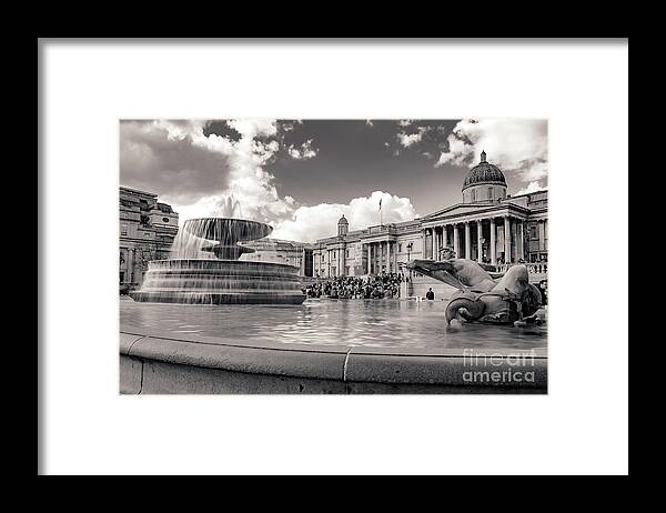 City Framed Print featuring the photograph Fountain BW by Mariusz Talarek