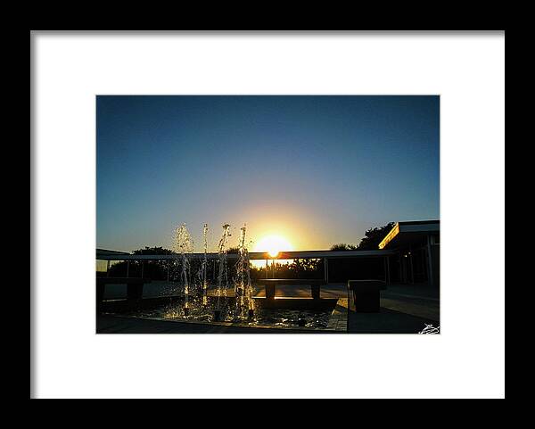 Water Fountain Framed Print featuring the photograph Fountain Sunset by Bradley Dever