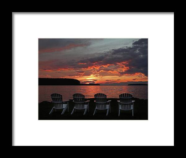 Four Framed Print featuring the photograph Four Chair Sunset by David T Wilkinson