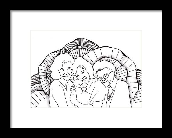 Zentangle Framed Print featuring the drawing Four Generations by Jan Steinle