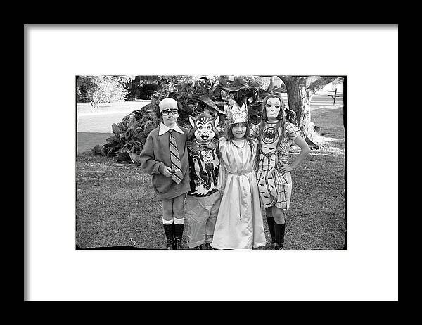 Halloween Framed Print featuring the photograph Four Girls in Halloween Costumes, 1971, Part One by Jeremy Butler