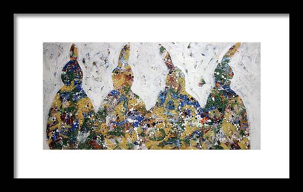 Colorful Indians Framed Print featuring the painting Four Little Indians by Lance Headlee