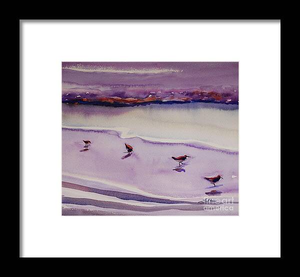 Original Watercolor Paintings Framed Print featuring the painting Four Sandpipers by Julianne Felton