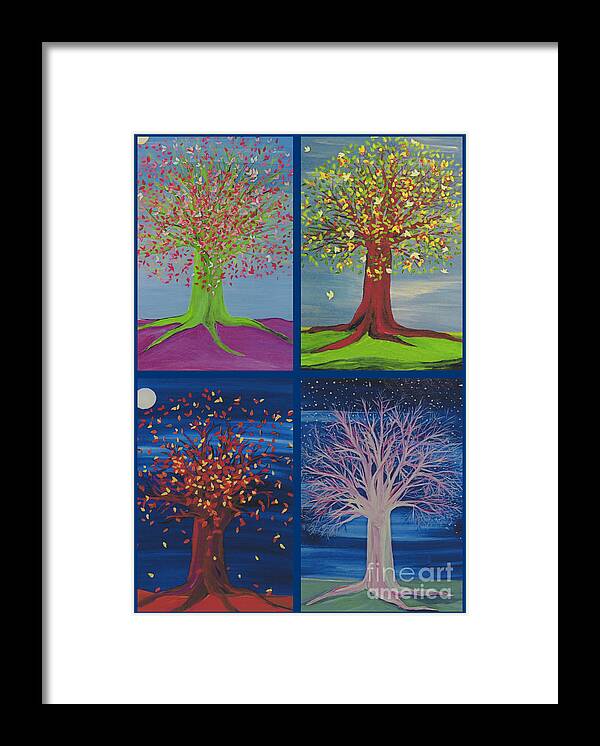 First Star Framed Print featuring the painting Four Seasons Trees by jrr by First Star Art