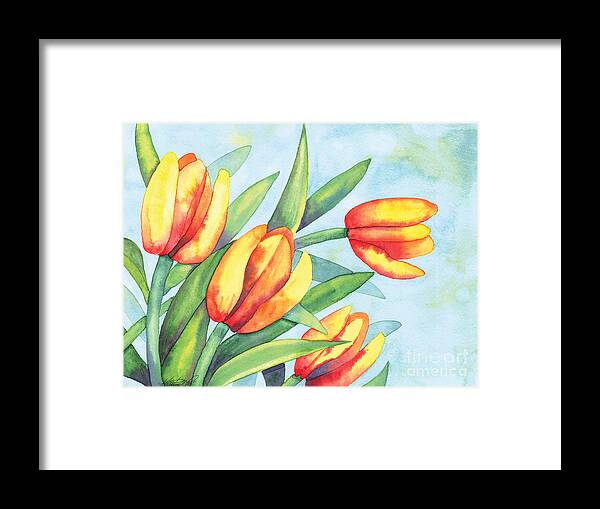 Artoffoxvox Framed Print featuring the painting Four Tulips by Kristen Fox