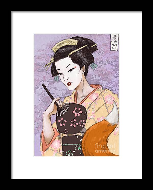Japan Framed Print featuring the digital art Fox Tail by Brandy Woods