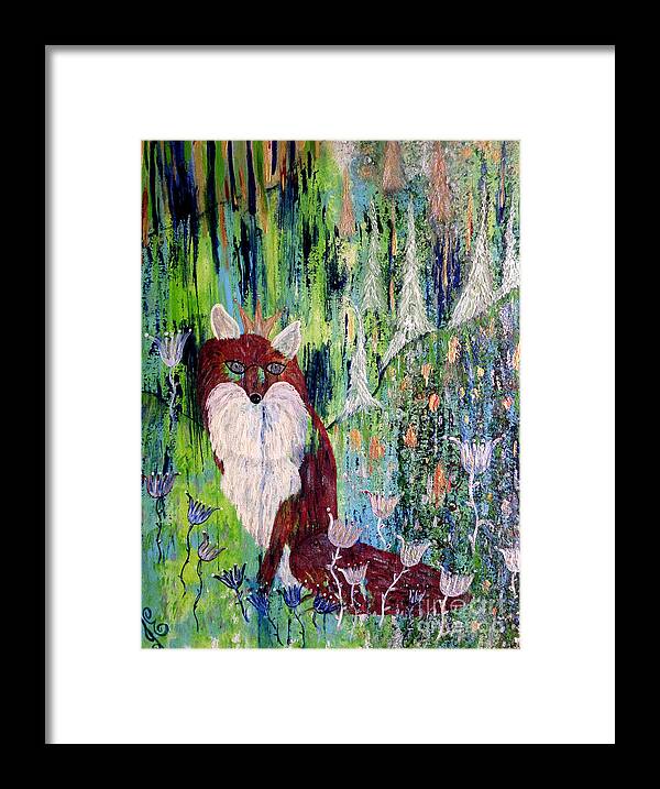 Fox Framed Print featuring the painting Fox Tale by Julie Engelhardt