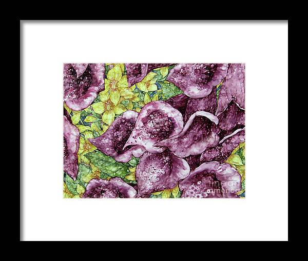 Watercolour Framed Print featuring the painting Foxgloves by Kim Tran