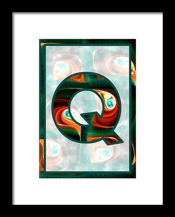 Q Framed Print featuring the digital art Fractal - Alphabet - Q is for Quizzical by Anastasiya Malakhova