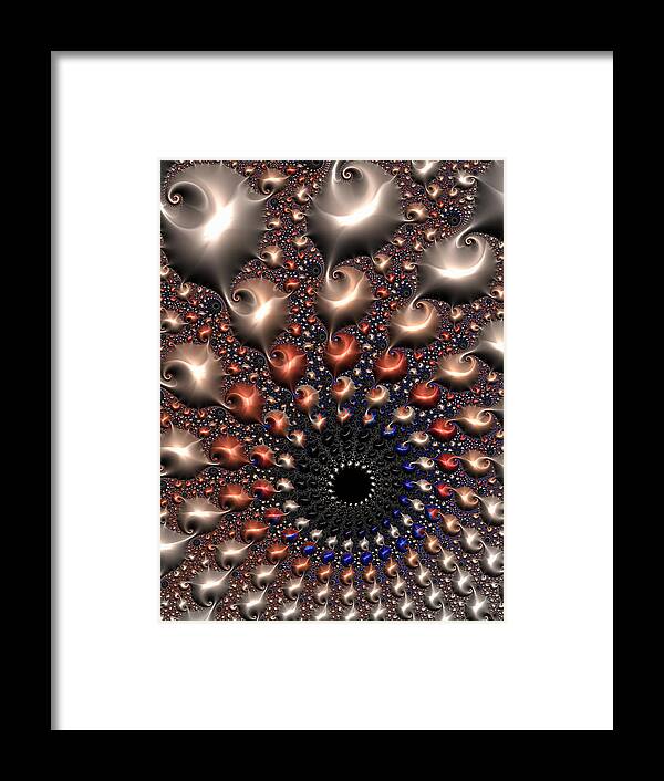 Fractal Framed Print featuring the digital art Fractal vortex with fascinating colors by Matthias Hauser