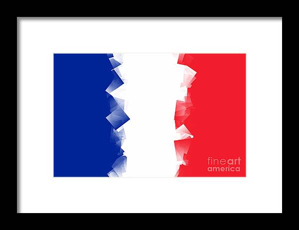 France Framed Print featuring the digital art France Flag Cubic by Henrik Lehnerer