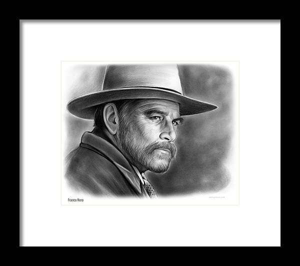 Franco Nero Framed Print featuring the drawing Franco Nero by Greg Joens