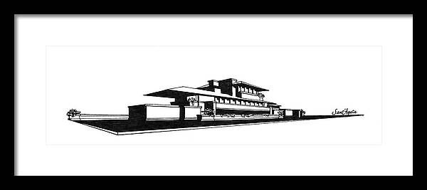 Frank Framed Print featuring the drawing Frank Lloyd Wright's Robie House by Frank SantAgata