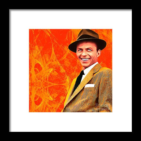 Wingsdomain Framed Print featuring the photograph Frank Sinatra Old Blue Eyes 20160922 square by Wingsdomain Art and Photography