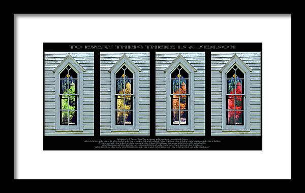 Church Window Framed Print featuring the photograph Frankford Church Window In Four Seasons by Robert J Sadler