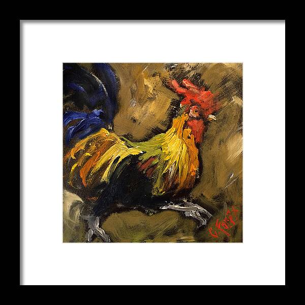 Rooster Framed Print featuring the painting Frazzled by Carole Foret
