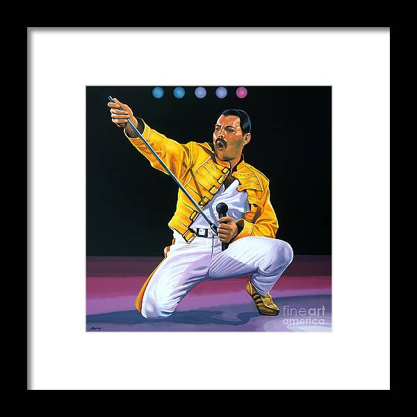 Freddie Mercury Framed Print featuring the painting Freddie Mercury Live by Paul Meijering