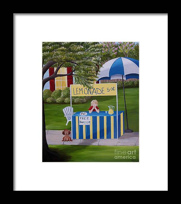 Lemonade Framed Print featuring the painting Free Cookies by Valerie Carpenter