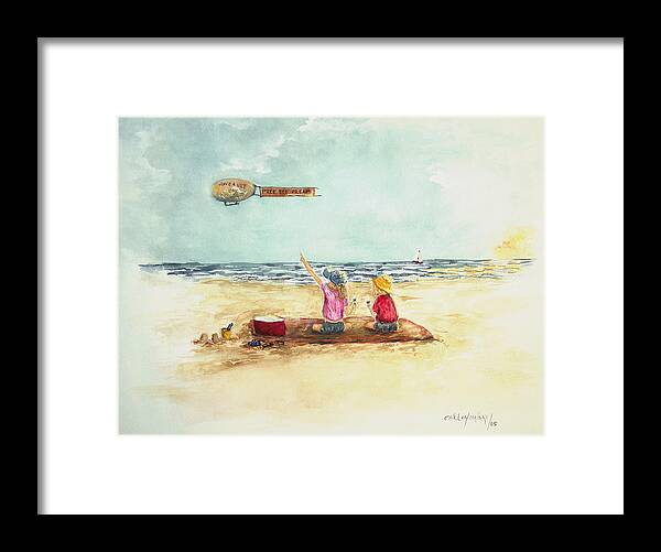 Free Ice Cream Beach Ocean Kids Framed Print featuring the painting Free Ice Cream by Miroslaw Chelchowski