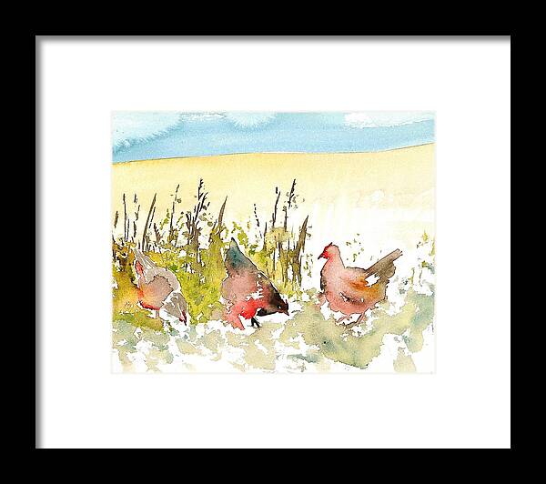 Chickens Framed Print featuring the painting Free Range by Carolyn Doe