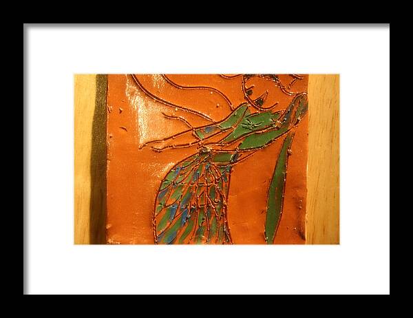 Jesus Framed Print featuring the ceramic art Freedom of dance - tiled by Gloria Ssali