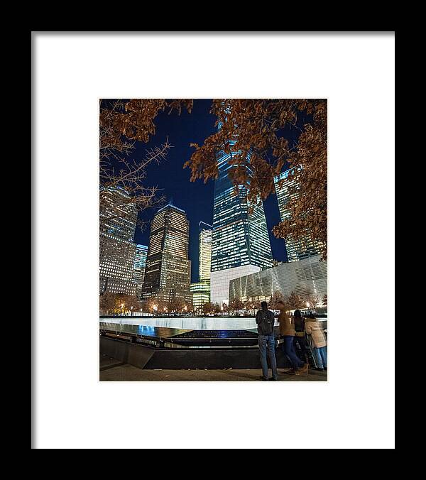 New York Framed Print featuring the photograph Freedom Tower and Reflecting Pools by Adam Rainoff