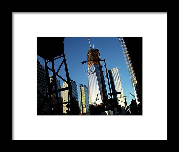 Freedom Tower Framed Print featuring the photograph Freedom Tower Under Construction in NYC by Linda Stern