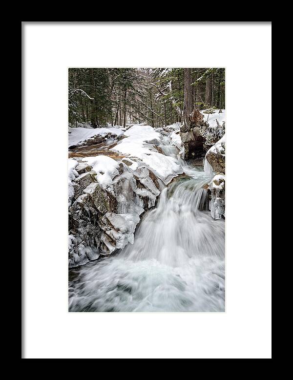 Water Falls Framed Print featuring the photograph Freeze On The Basin Trail NH by Michael Hubley