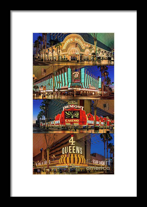 Fremont Street Framed Print featuring the photograph Fremont Street 4 Casinos by Aloha Art