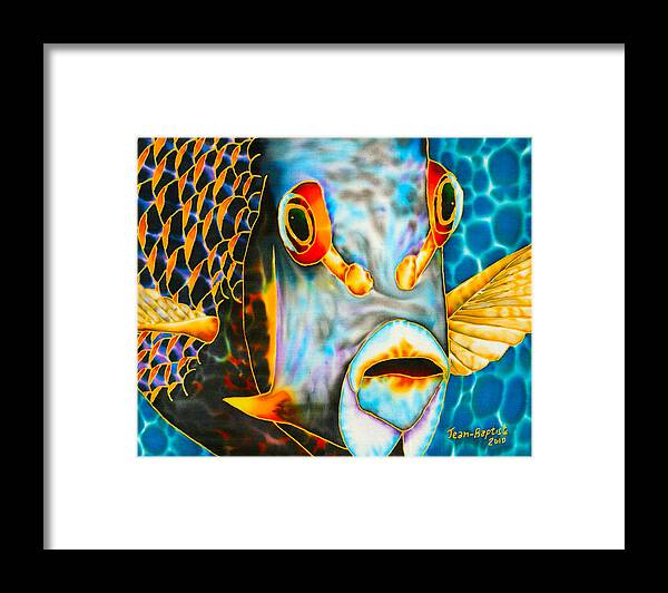 Fish Art Framed Print featuring the painting French Angelfish Face by Daniel Jean-Baptiste