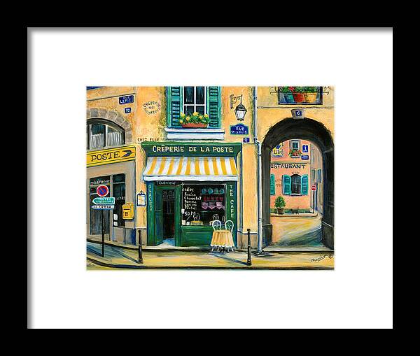 Paris Framed Print featuring the painting French Creperie by Marilyn Dunlap