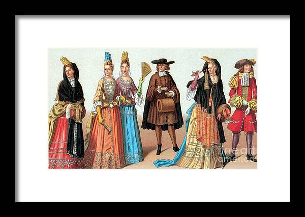 Fashion Framed Print featuring the photograph French Fashion, 1690s by Science Source