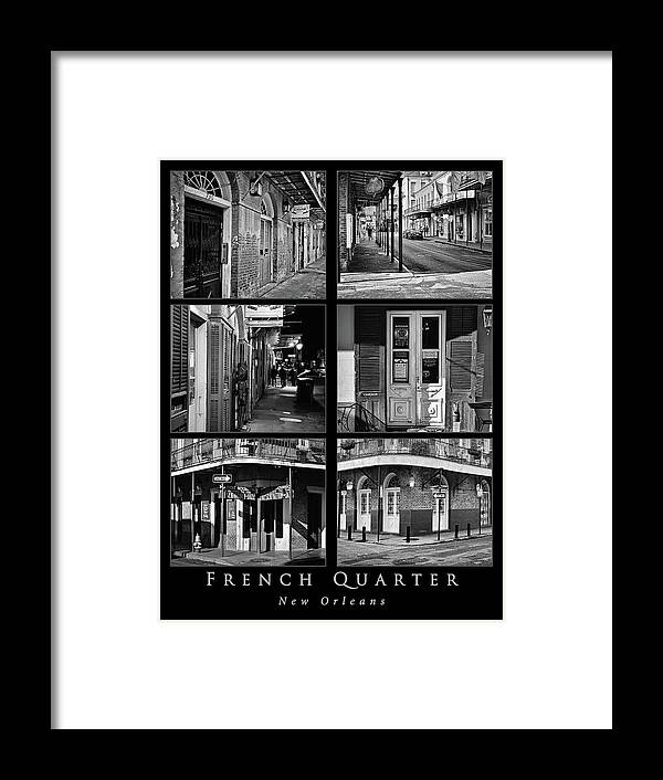 Greg Jackson Framed Print featuring the photograph French Quarter - New Orleans - Collage b/w by Greg Jackson