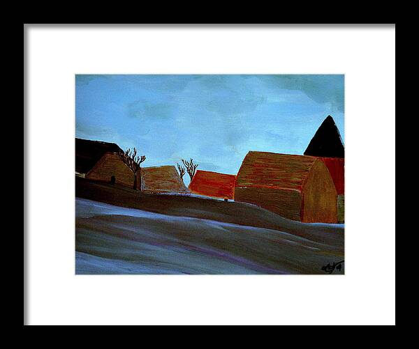 France Winter Dawn Farm Quiet Snow Framed Print featuring the painting French Winter by Bill OConnor