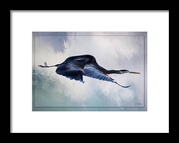Fresh Beginnings Framed Print featuring the painting Fresh Beginnings - Heron Art by Jordan Blackstone