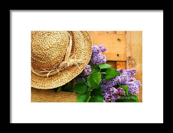Barn Framed Print featuring the digital art Freshly picked lilacs by Sandra Cunningham