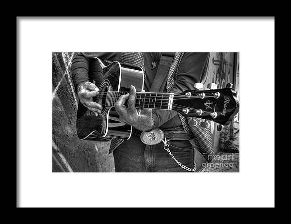 Fretting Hands Framed Print featuring the photograph Fretting Hands B W by George Kenhan