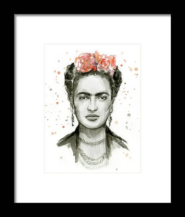 Frida Kahlo Framed Print featuring the painting Frida Kahlo Portrait by Olga Shvartsur