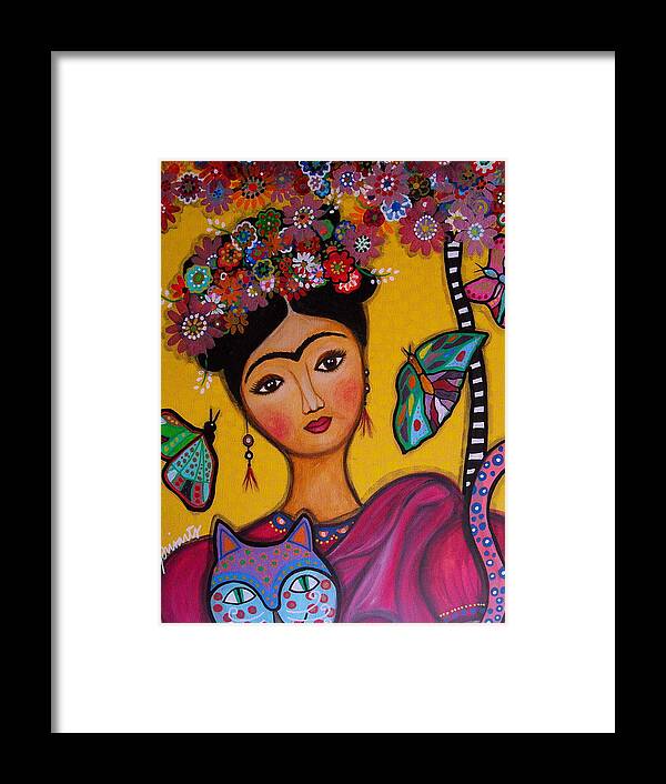 Flower Framed Print featuring the painting Frida Kahlo by Pristine Cartera Turkus