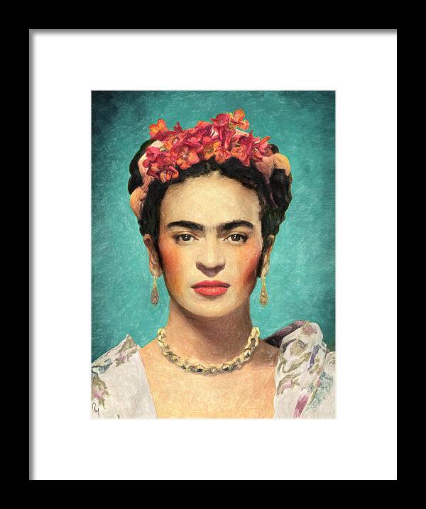 Frida Kahlo Framed Print featuring the painting Frida Kahlo by Zapista OU
