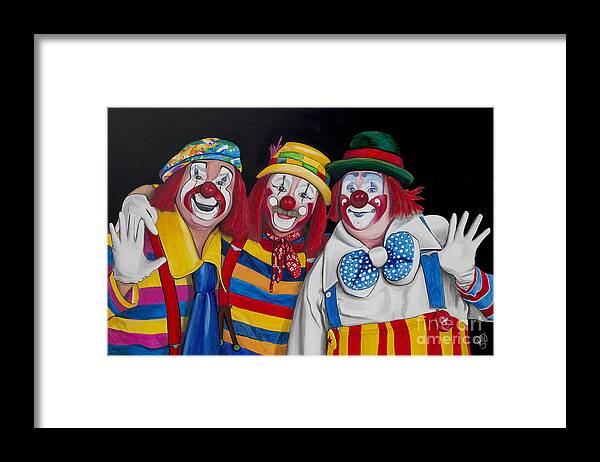 Clowns Framed Print featuring the painting Friends Forever In Laughter by Patty Vicknair