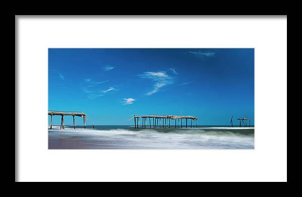 Outer Banks Framed Print featuring the photograph Frisco Fishing Pier in North Carolina Panorama by Ranjay Mitra