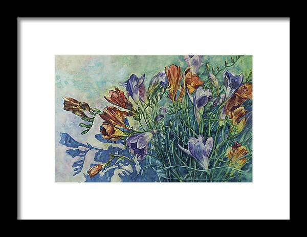 Flowers Framed Print featuring the painting Frishias by Rick Nederlof